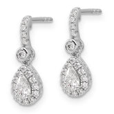 14k White Gold 5/8 carat Lab Grown Diamond VS+ F+ Complete Pear Dangle Post Earrings